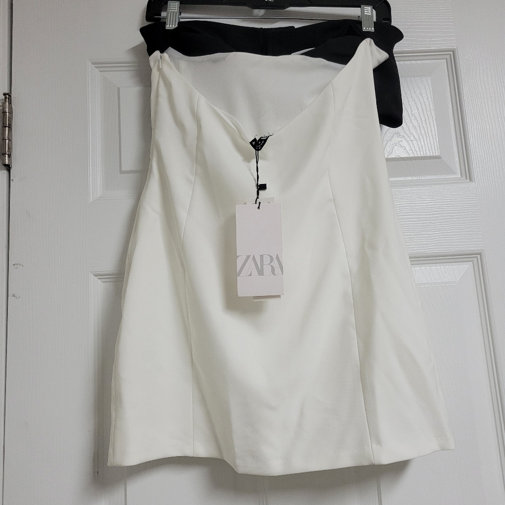 Zara NWT Bloggers Fave Strapless Bow Mini Dress Size Medium. - Picture 4 of 10